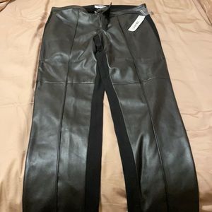 DKNY pants with faux leather in the front, black , new